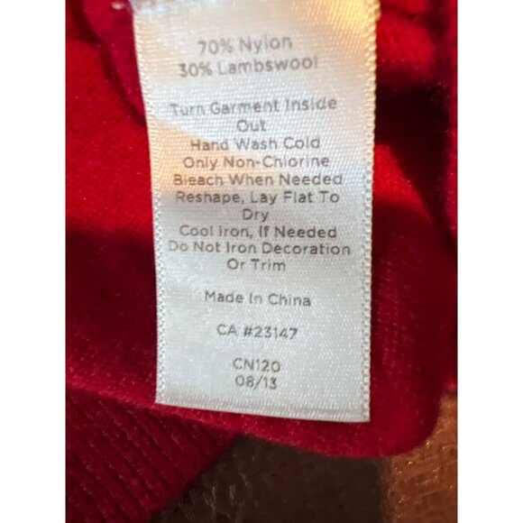 Talbots Red White Fair Isle Nordic Lambswool Blend Sweater Size M - Picture 6 of 7